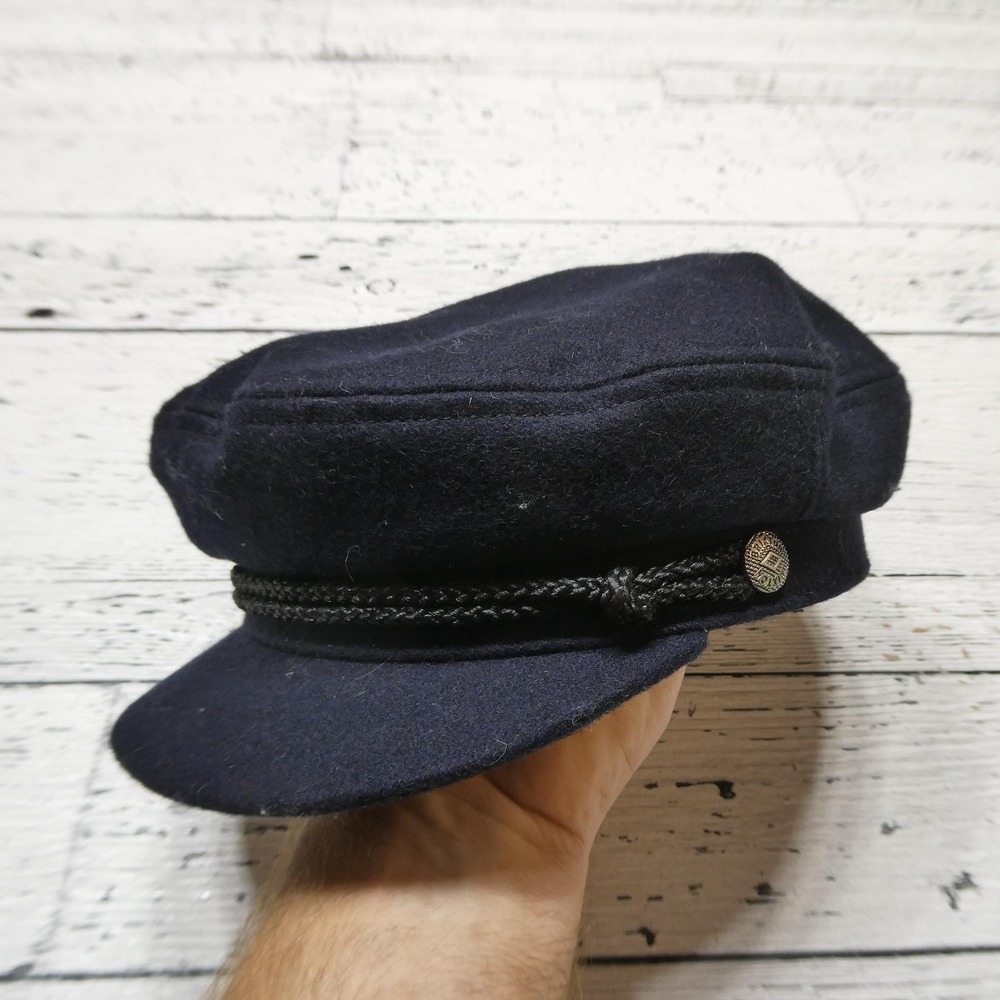 Brixton Hat Cap Fitted Mens 7 1/4 Blue Wool Mariner Nautical Lined Winter - Picture 2 of 7